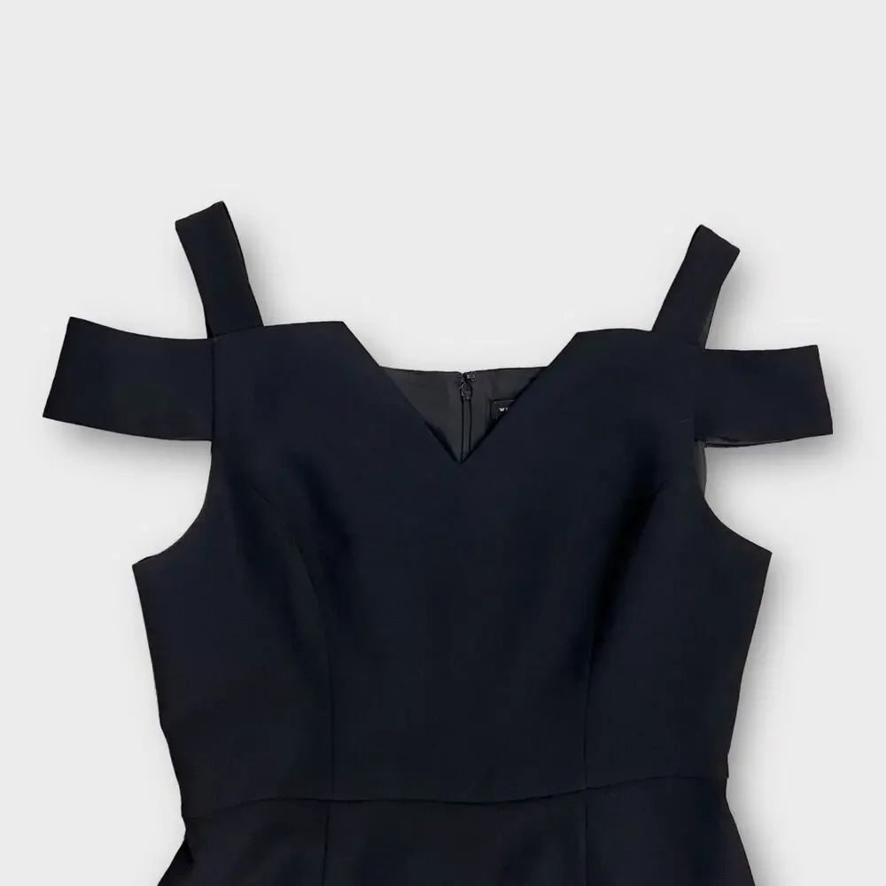 White House Black Market Open Shoulder black Dress Size 8 - Picture 4 of 10